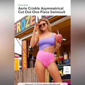 Aerie Asymmetrical Crinkle Cut-Out One Piece